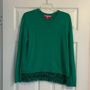 Lilly Pulitzer Marguerite Fringe Sweater Emerald Isle Green Small